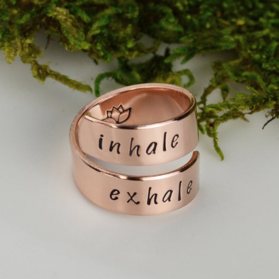 Yoga Wrap Ring - Inhale Exhale Ring with Lotus Il_570xn