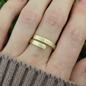 Gepersonaliseerde inspirerende ring, minimalistische aangepaste ring, aangepaste statementring, ring in sterlingzilver, goud of roségoud