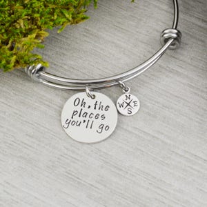 Oh, the Places You'll Go Adjustable Bangle Bracelet Stacking Bangle image 2