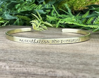 Hand Stamped Cuff Bracelet: Inspirational Stacking Jewelry