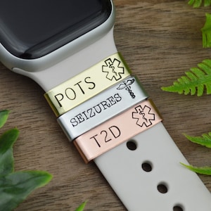 Smart Watch Charm | Medical Alert Bracelet, Custom ID Slide Charm for Allergy & Emergency Conditions