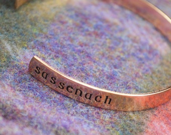 Sassenach Cuff Bracelet - Aluminum Brass or Copper Bangle - Scottish Jewelry