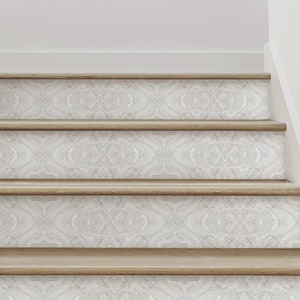 Patterned Marble | Grey | Vinyl Peel and Stick Stair Riser Strip Sticker