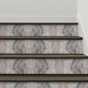 Worn Persian Sediment | Grey | Vinyl Peel and Stick Stair Riser Strip Sticker