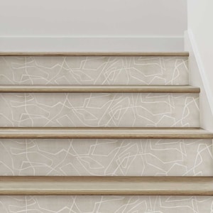 Entangled Lines Textured Look | Beige | Vinyl Peel and Stick Stair Riser Strip Sticker