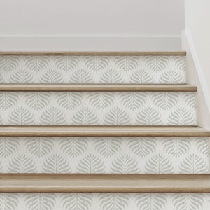 Fern Pattern | Sage | Vinyl Peel and Stick Stair Riser Strip Sticker