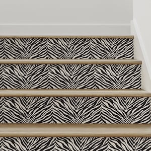 Naklejka zebry | Czarny | Naklejka winylowa na stopnie schodowe