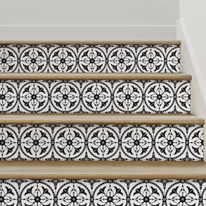 Okrągła płytka marokańska | Kolor niestandardowy | Naklejka winylowa na stopnie schodowe