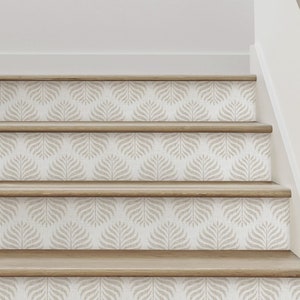 Fern Pattern | Beige | Vinyl Peel and Stick Stair Riser Strip Sticker