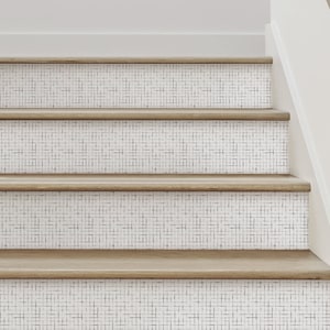 Crosshatch, Grey,    Vinyl Peel and Stick Stair Riser Strip Sticker