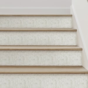 Crosshatch, Olive,    Vinyl Peel and Stick Stair Riser Strip Sticker