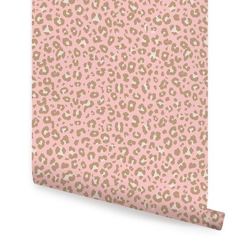 Leopard Wallpaper Pink Animal Print by Erin Kendal Blush Etsy