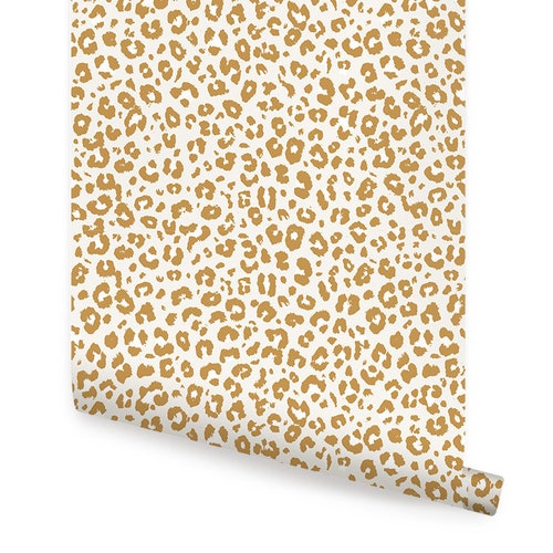 Animal Print Leopard Wallpaper Gold Self Adhesive Fabric Etsy