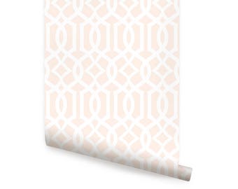 Modern Trellis Baby Pink Peel & Stick  Wallpaper Repositionable