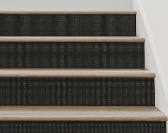Burlap Hash Pattern, Onyx,    Vinyl Peel and Stick Stair Riser Strip Sticker