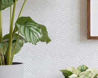 Watercolor Chevron Wallpaper, Grey,   Repositionable Wallpaper