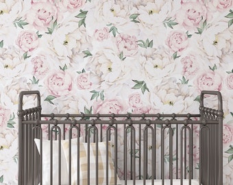 Medium Peony Mural Wallpaper, Pink, Peel and Stick Wall Mural