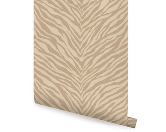 Zebra Print Wallpaper, Khaki,   Repositionable Wallpaper