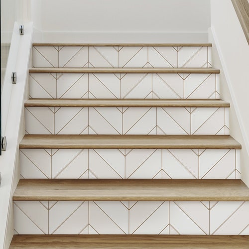 Gold Lines Chevron Off-white Stair Riser Decals - Etsy