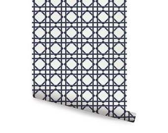 Geometric Dark Navy Peel & Stick  Wallpaper Repositionable