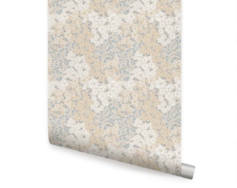 Papier peint fleurs abondantes, beige, papier peint repositionnable