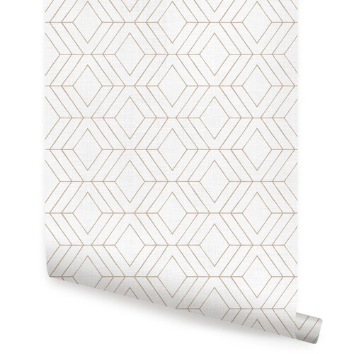 Gold Lines Chevron Wallpaper Offwhite Self Adhesive Fabric Etsy