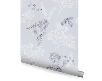 Breezy Blooms, Lavender,   Repositionable Wallpaper