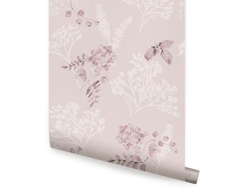 Breezy Blooms, Pink,   Repositionable Wallpaper