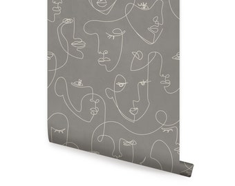 Minimalist Face Textured Look Grey Peel & Stick  Wallpaper Repositionable