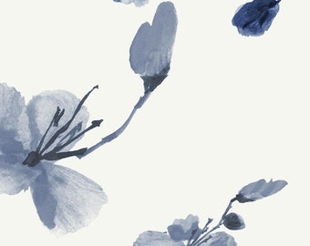 Blue Petal Climbing Flowers Peel & Stick  Wallpaper Repositionable