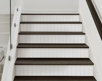 Herringbone Tile, Custom Color,   Repositionable Stair Riser Strip