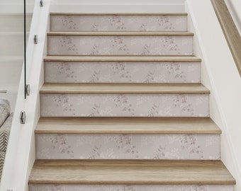 Breezy Blooms, Grey,   Repositionable Stair Riser Strip