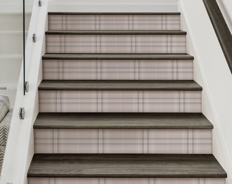 Cozy Plaid, Lilac,   Repositionable Stair Riser Strip