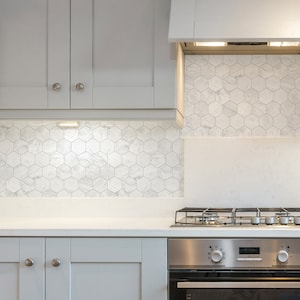 Hexagon Marble, Grey,   Peel and Stick Backsplash Wallpaper