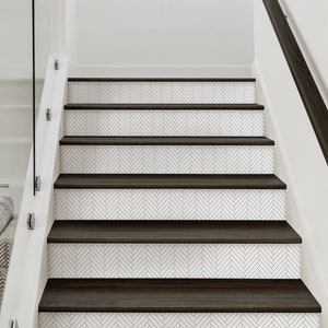 Herringbone Tile, Custom Color,   Repositionable Stair Riser Strip