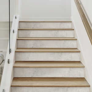 Cement Concrete, Light Grey,    Vinyl Peel and Stick Stair Riser Strip Sticker
