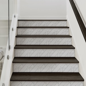 Interwoven Parquet Pattern, Custom Color,   Repositionable Stair Riser Strip