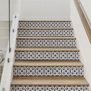 Round Moroccan Tile, Custom Color,    Vinyl Peel and Stick Stair Riser Strip Sticker