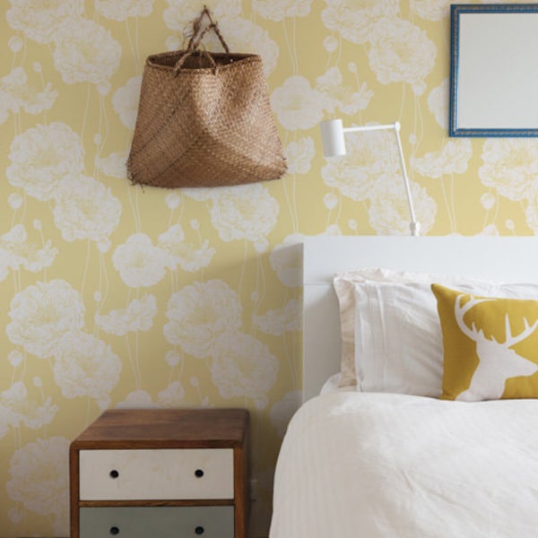 Peony Light Yellow Peel & Stick  Wallpaper Repositionable