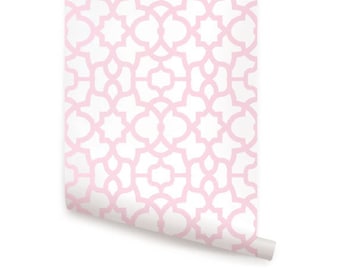 Trellis Pink Peel & Stick  Wallpaper Repositionable