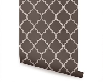 Moroccan Chocolate Brown Peel & Stick  Wallpaper Repositionable