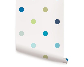 Polka Dot Blue Peel & Stick  Wallpaper Repositionable