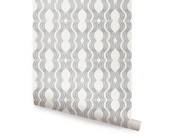 Wave Grey Peel & Stick  Wallpaper Repositionable