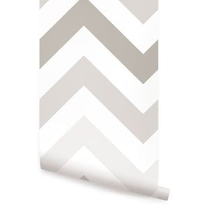 Chevron Warm Grey Peel & Stick  Wallpaper Repositionable