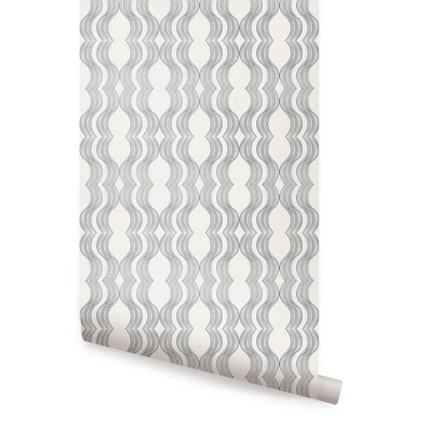 Wave Grey Peel & Stick  Wallpaper Repositionable