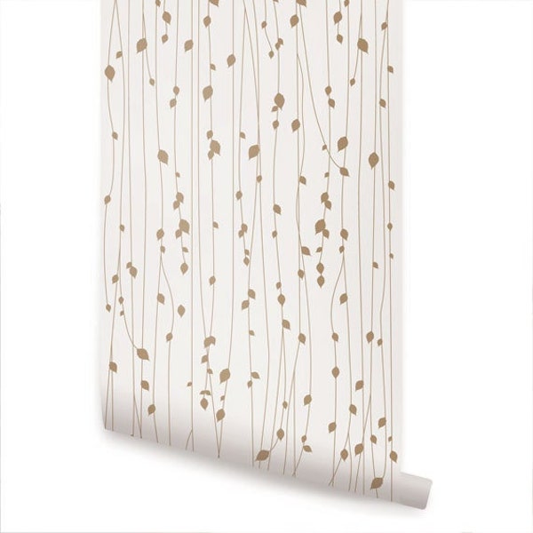 Leaves  Beige Peel & Stick  Wallpaper Repositionable