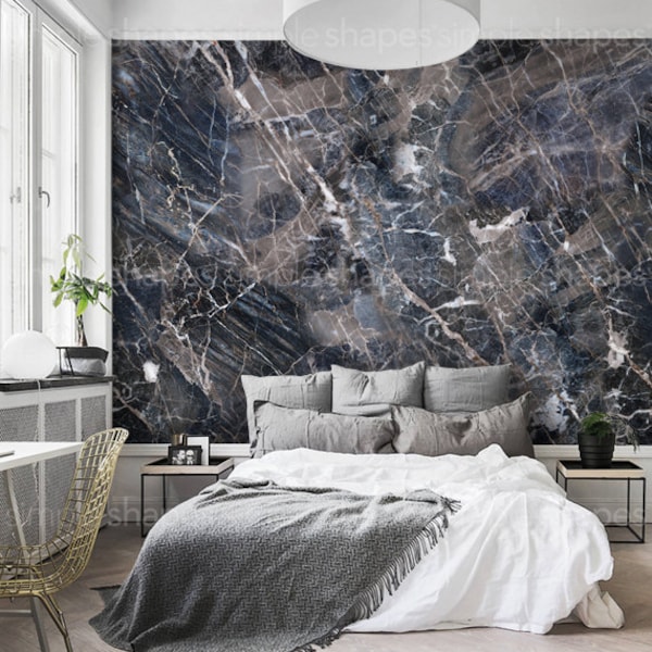 Marble Navy, Marble Extra Large Wall Art, Peel and Stick Wall Mural