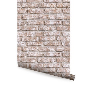 Whitewashed Vintage Brick   Wallpaper Repositionable