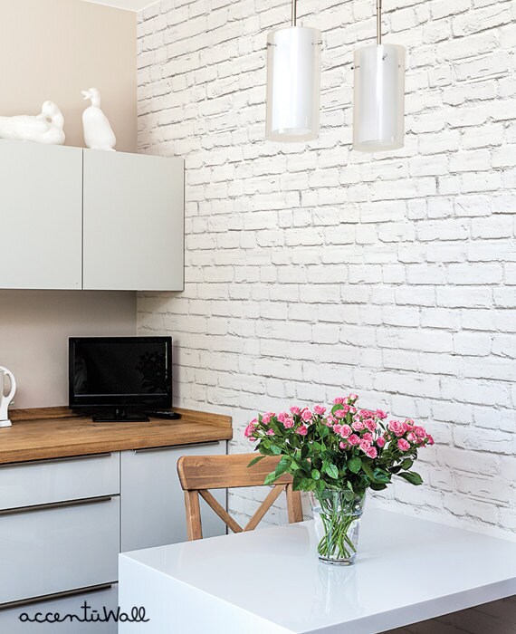 Removable Wallpaper White Brick Modern Clean Look Self Etsy