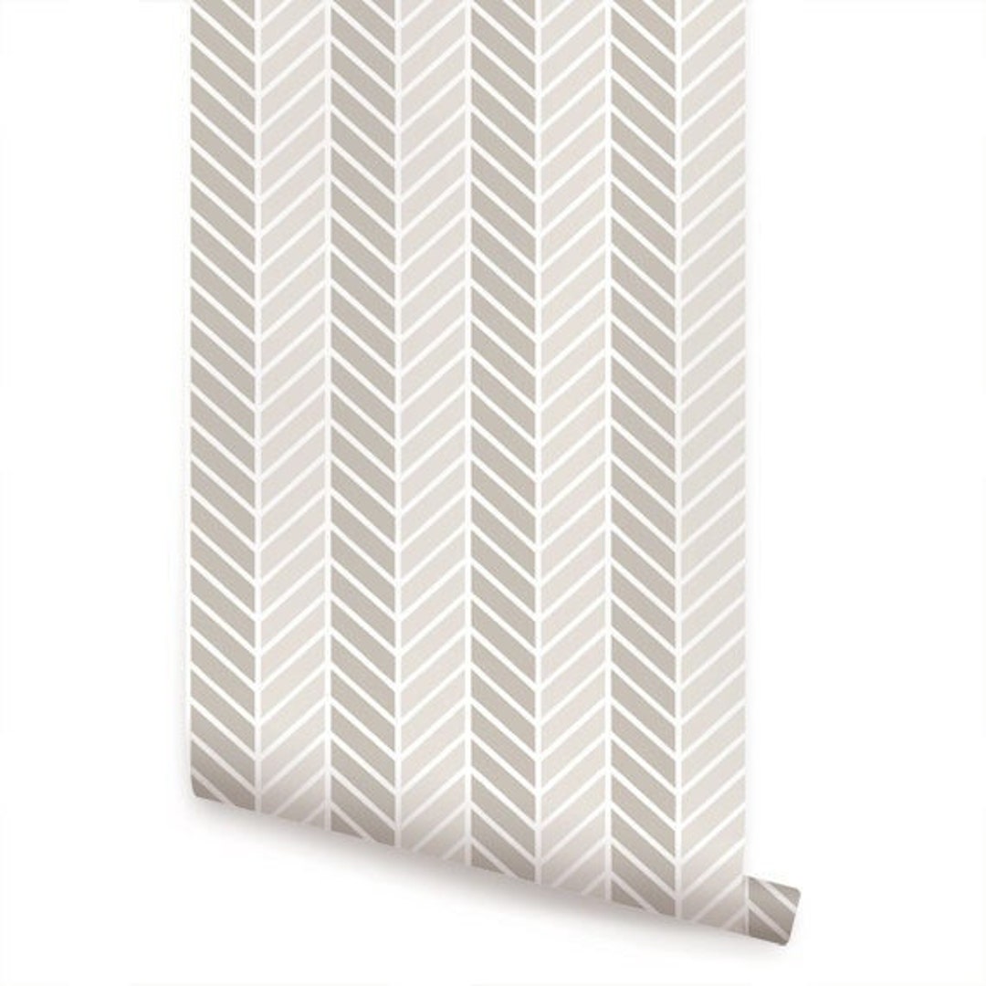 Herringbone Two Tone Warm Grey Peel & Stick Wallpaper - Etsy